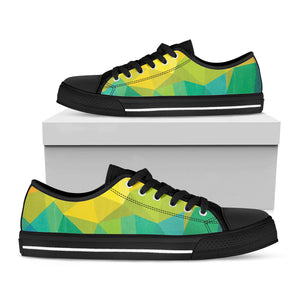 Rainbow Polygonal Geometric Print Black Low Top Sneakers