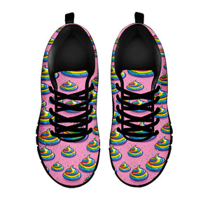Rainbow Poop Pattern Print Black Running Shoes