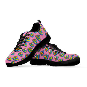 Rainbow Poop Pattern Print Black Running Shoes