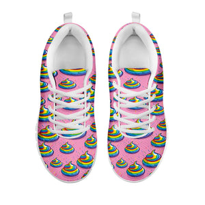 Rainbow Poop Pattern Print White Running Shoes