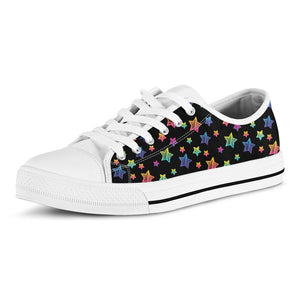 Rainbow Stars Pattern Print White Low Top Sneakers