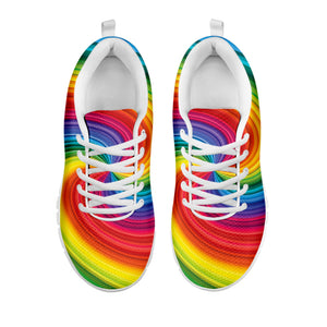 Rainbow Swirl Print White Running Shoes