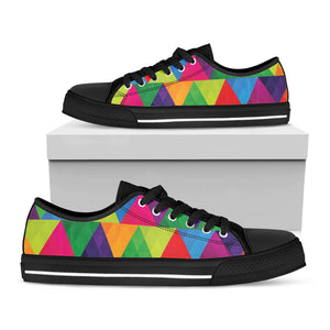 Rainbow Triangles Pattern Print Black Low Top Sneakers