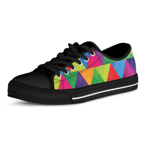 Rainbow Triangles Pattern Print Black Low Top Sneakers