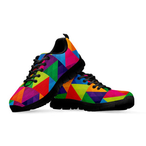 Rainbow Triangles Pattern Print Black Running Shoes