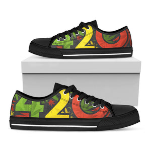 Rasta 420 Print Black Low Top Sneakers