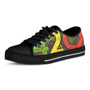 Rasta 420 Print Black Low Top Sneakers