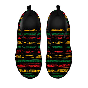 Rastafarian Hemp Pattern Print Black Running Shoes