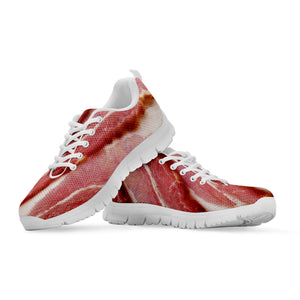 Raw Bacon Print White Running Shoes