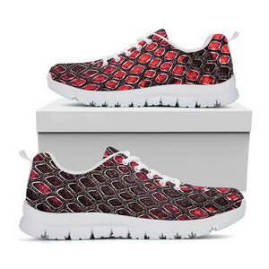 Red And Black Snakeskin Print White Running Shoes
