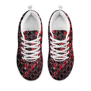 Red And Black Snakeskin Print White Running Shoes