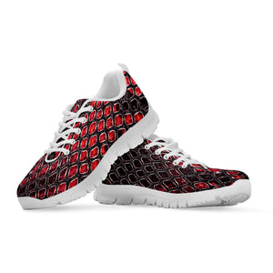 Red And Black Snakeskin Print White Running Shoes