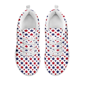 Red And Blue American Star Pattern Print White Running Shoes