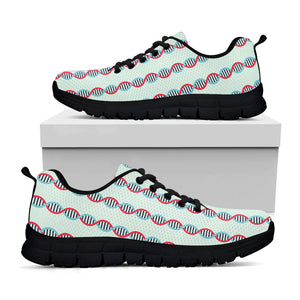 Red And Blue DNA Pattern Print Black Running Shoes