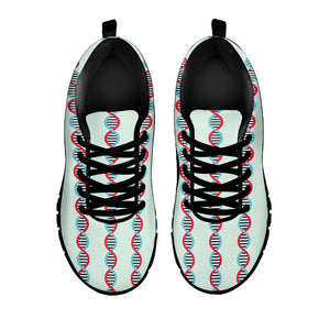 Red And Blue DNA Pattern Print Black Running Shoes