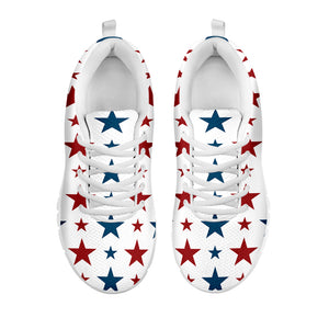 Red And Blue USA Star Pattern Print White Running Shoes