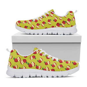 Red Apple Fruit Pattern Print White Running Shoes