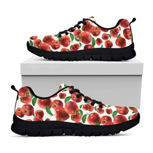 Red Apple Pattern Print Black Running Shoes