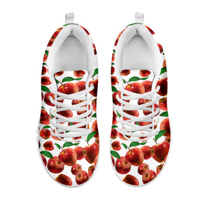 Red Apple Pattern Print White Running Shoes