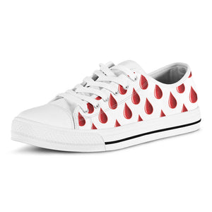 Red Blood Drop Pattern Print White Low Top Sneakers