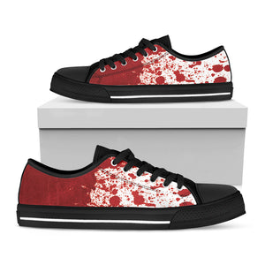 Red Blood Stains Print Black Low Top Sneakers