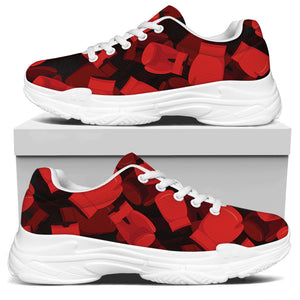 Red Boxing Gloves Pattern Print White Chunky Shoes