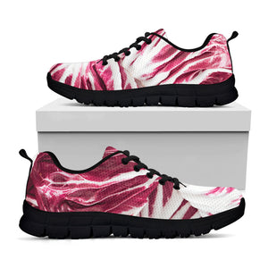 Red Cabbage Leaves Print Black Running Shoes