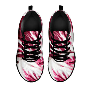 Red Cabbage Leaves Print Black Running Shoes