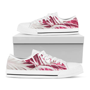 Red Cabbage Leaves Print White Low Top Sneakers