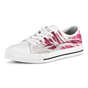 Red Cabbage Leaves Print White Low Top Sneakers