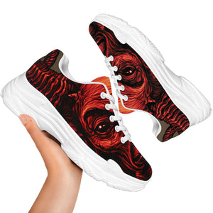 Red Devil Satan Print White Chunky Shoes