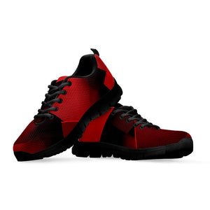 Red Geometric Print Black Running Shoes