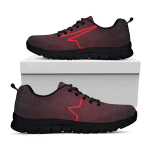 Red Heartbeat Print Black Running Shoes
