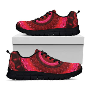 Red Kaleidoscope Print Black Running Shoes