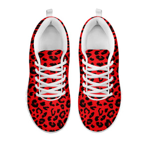 Red Leopard Print White Running Shoes