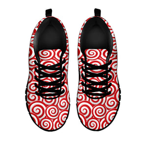 Red Lollipop Candy Pattern Print Black Running Shoes