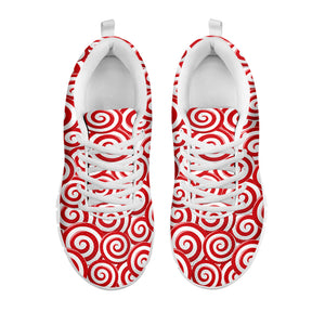 Red Lollipop Candy Pattern Print White Running Shoes