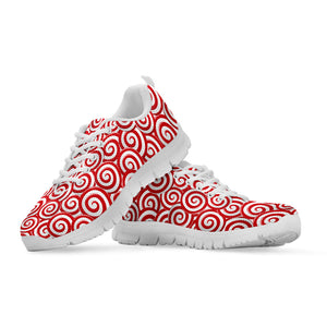 Red Lollipop Candy Pattern Print White Running Shoes