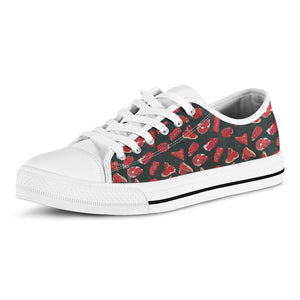 Red Meat Pattern Print White Low Top Sneakers