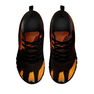 Red Moon Howling Wolf Print Black Running Shoes
