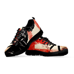 Red Rising Sun Samurai Print Black Running Shoes