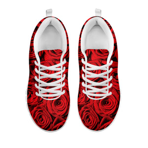 Red Rose Print White Running Shoes