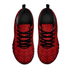 Red Spider Web Print Black Running Shoes