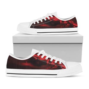 Red Wine Print White Low Top Sneakers
