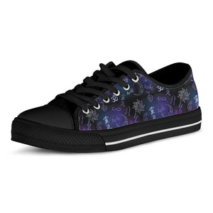 Reiki Energy Pattern Print Black Low Top Sneakers