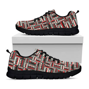 Retro Cassette Tape Pattern Print Black Running Shoes