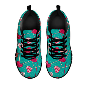 Retro Lollipop Pattern Print Black Running Shoes