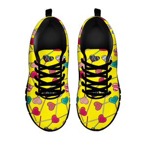 Retro Lollipop Print Black Running Shoes