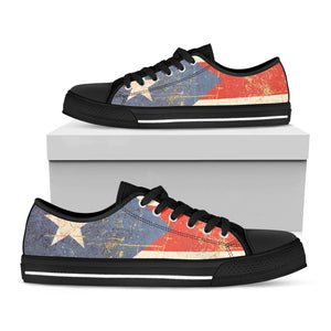 Retro Puerto Rican Flag Print Black Low Top Sneakers