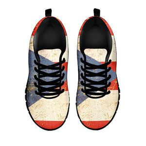 Retro Puerto Rican Flag Print Black Running Shoes